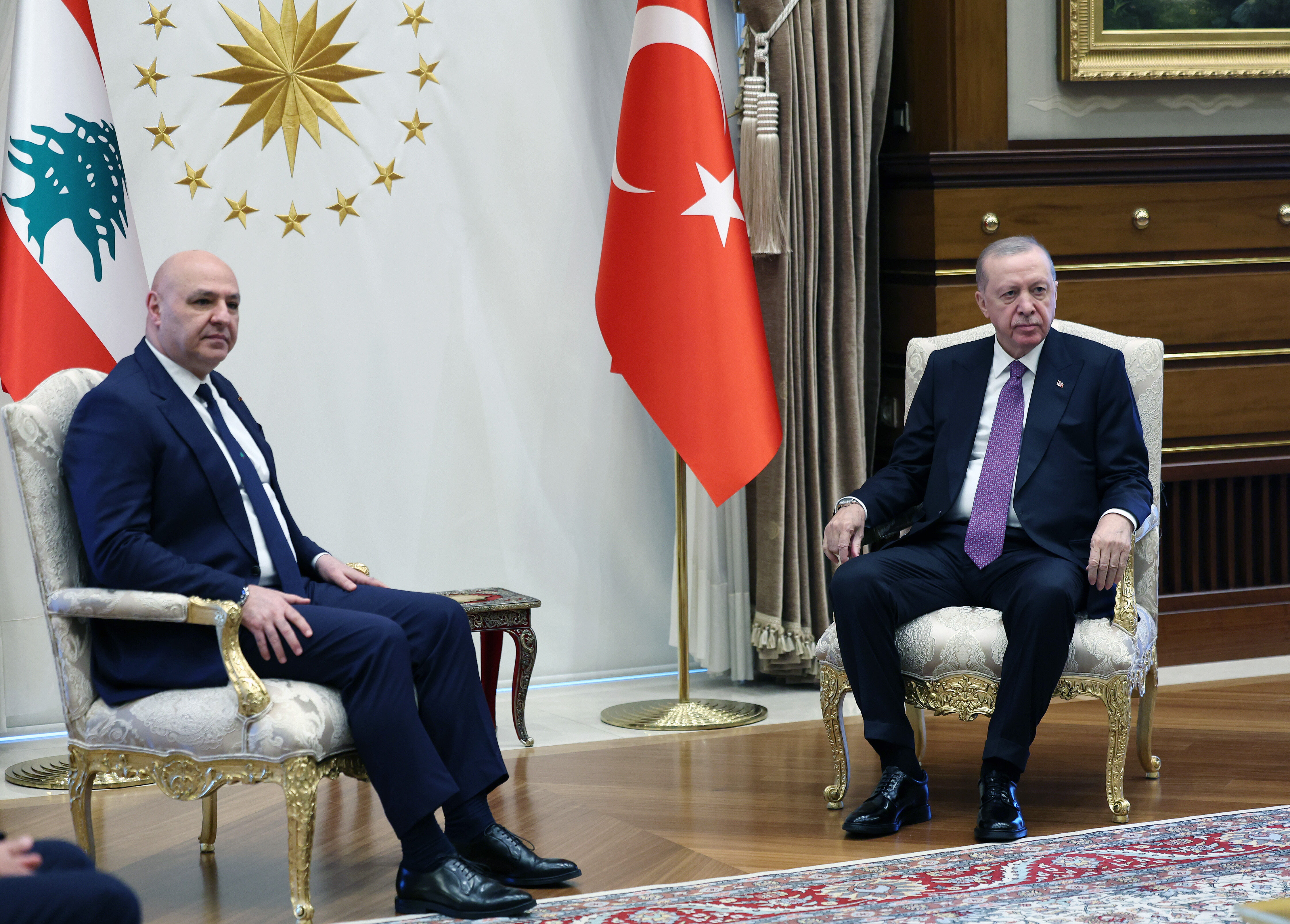 Cumhurbaşkanı Erdoğan, Lübnan Cumhurbaşkanı Avn'ı resmi törenle karşıladı