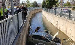 Otomobil, sulama kanalına düştü; sürücü yaralı