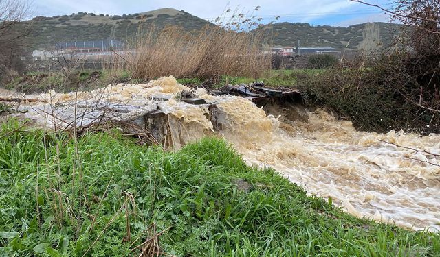 Manisa'da dereler taştı; tarım arazileri su altında kaldı