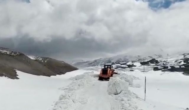 2 bin 390 rakımdaki Spikor Geçidi'nde karla mücadele çalışması