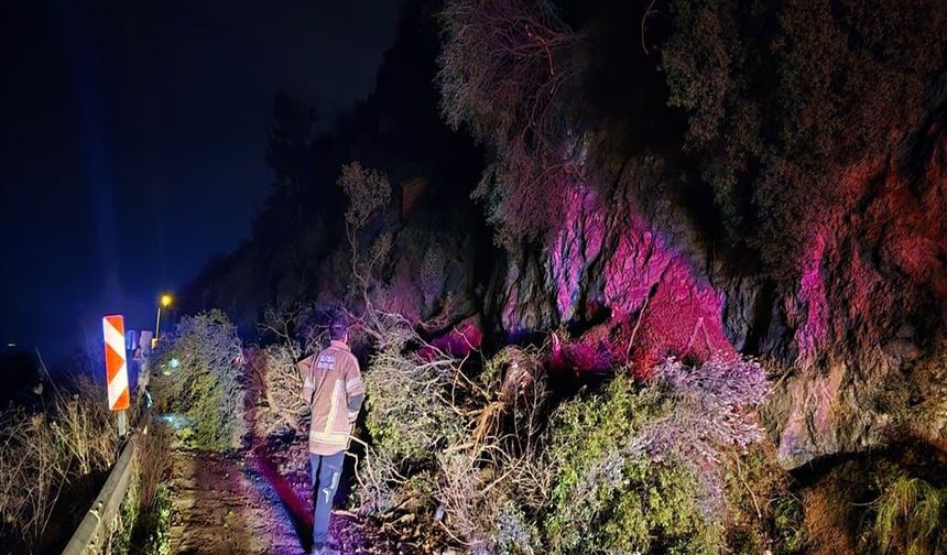 Heyelanda kapanan sahil yolu açıldı